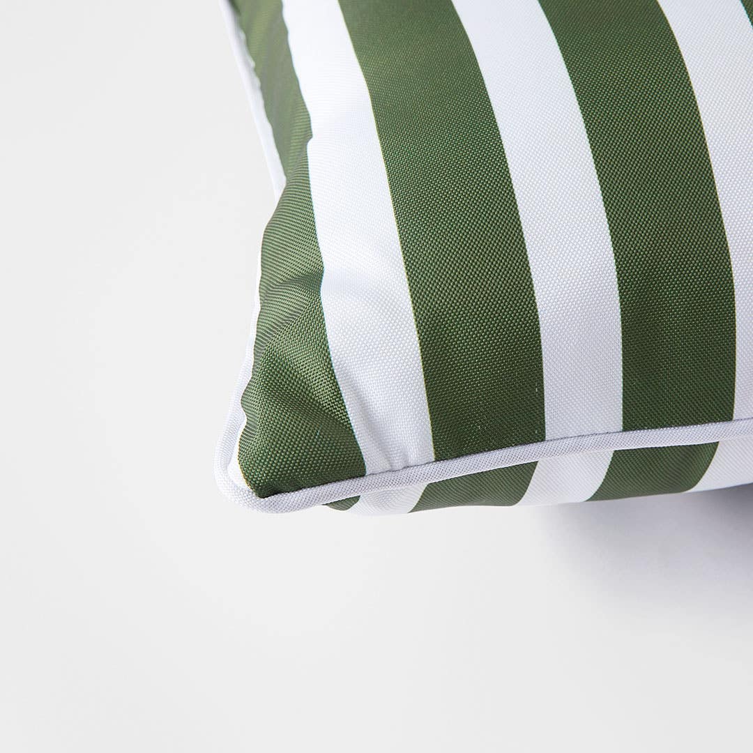 Panama Stripe Outdoor Cushion - Forest Green