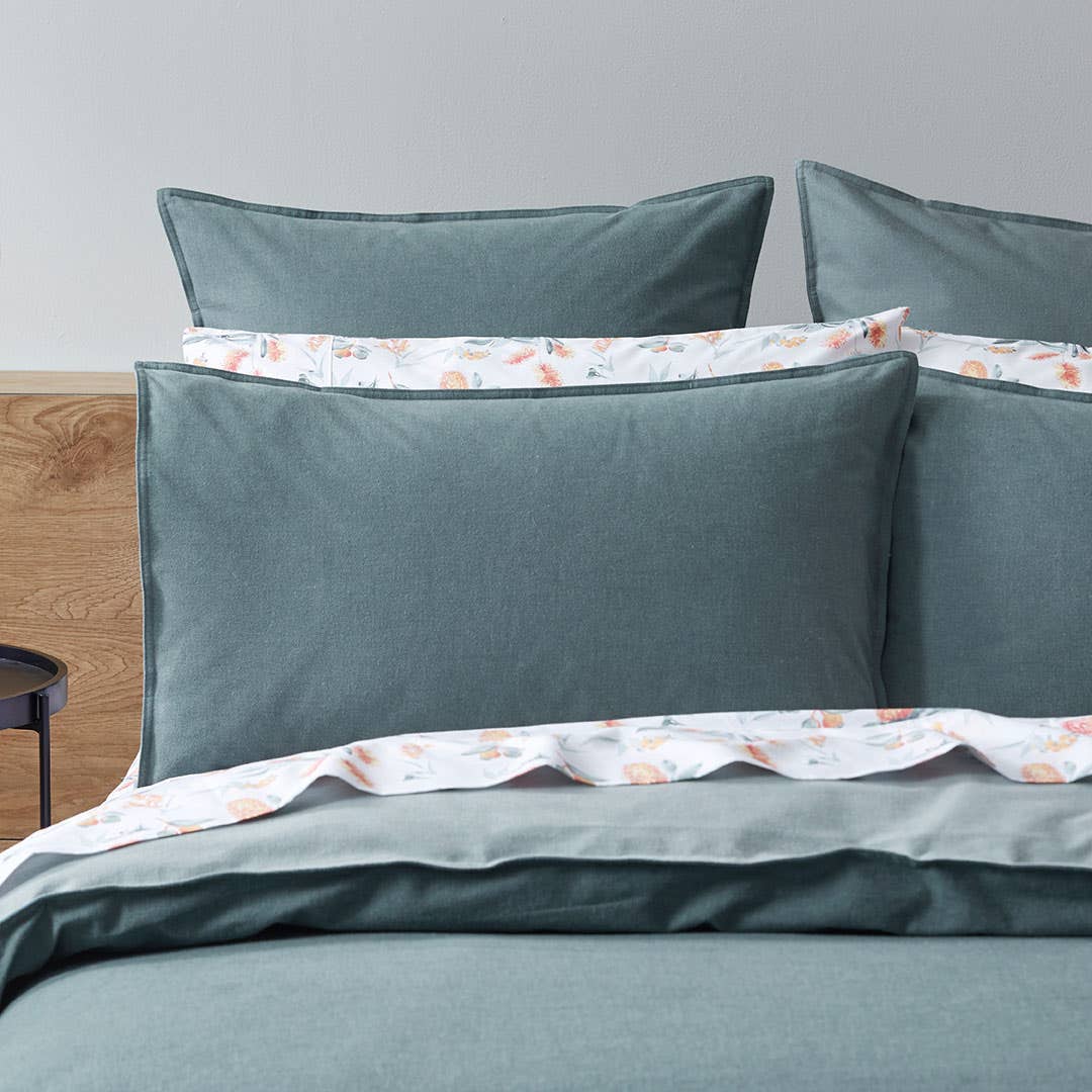 Lusso Brushed Cotton Quilt Cover - Stormy Sea Teal