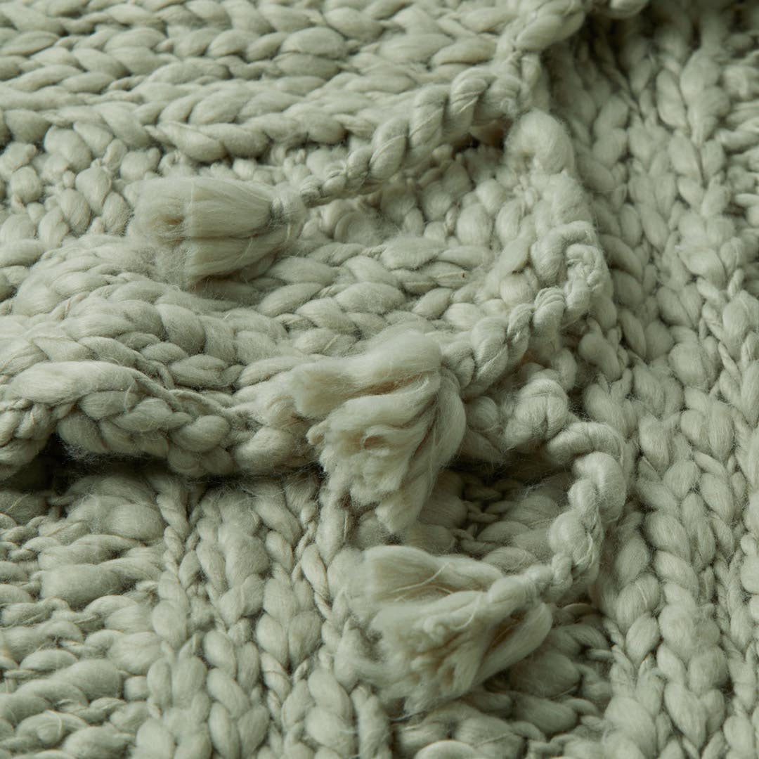 Claudine Hand Knit Throw - Mint