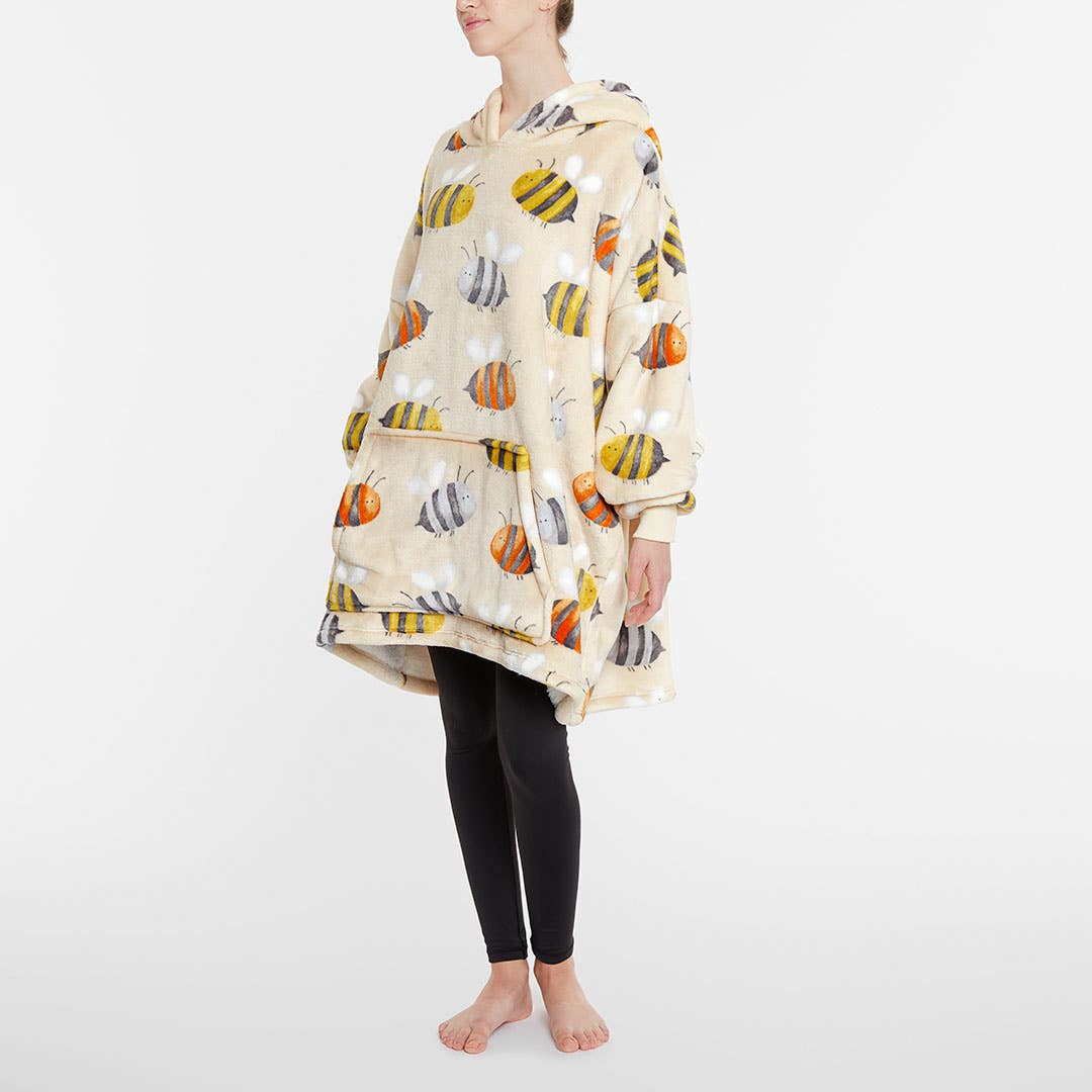 Bumble Bees Hooded Sherpa Blanket