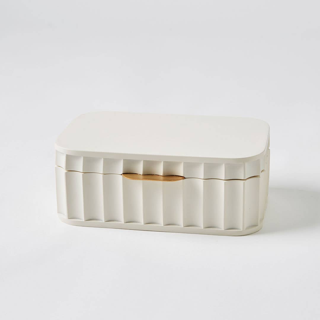 Thorton Ribbed Jewellery Box - White