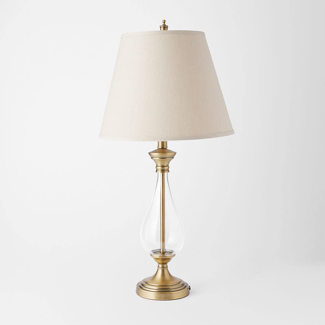 Sahara Brass Stem Glass Base Lamp