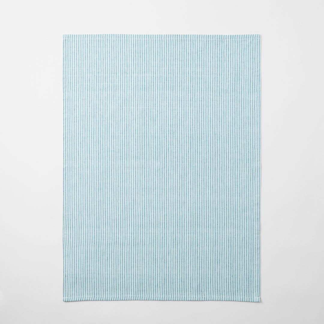 Yarn Dye Stripe Tea Towel Set Of 3 - Teal