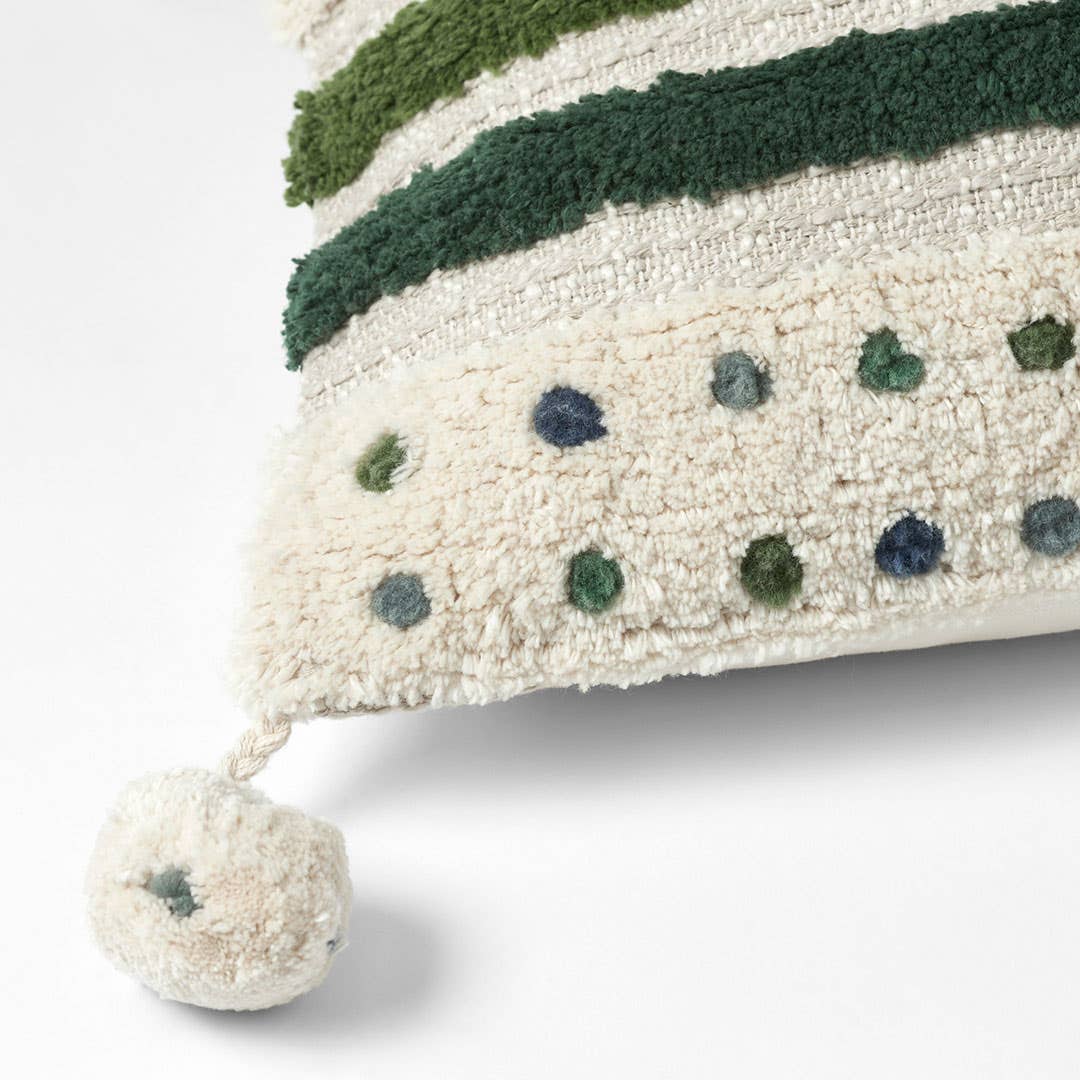 Kota Tufted Cushion - Green/Ivory