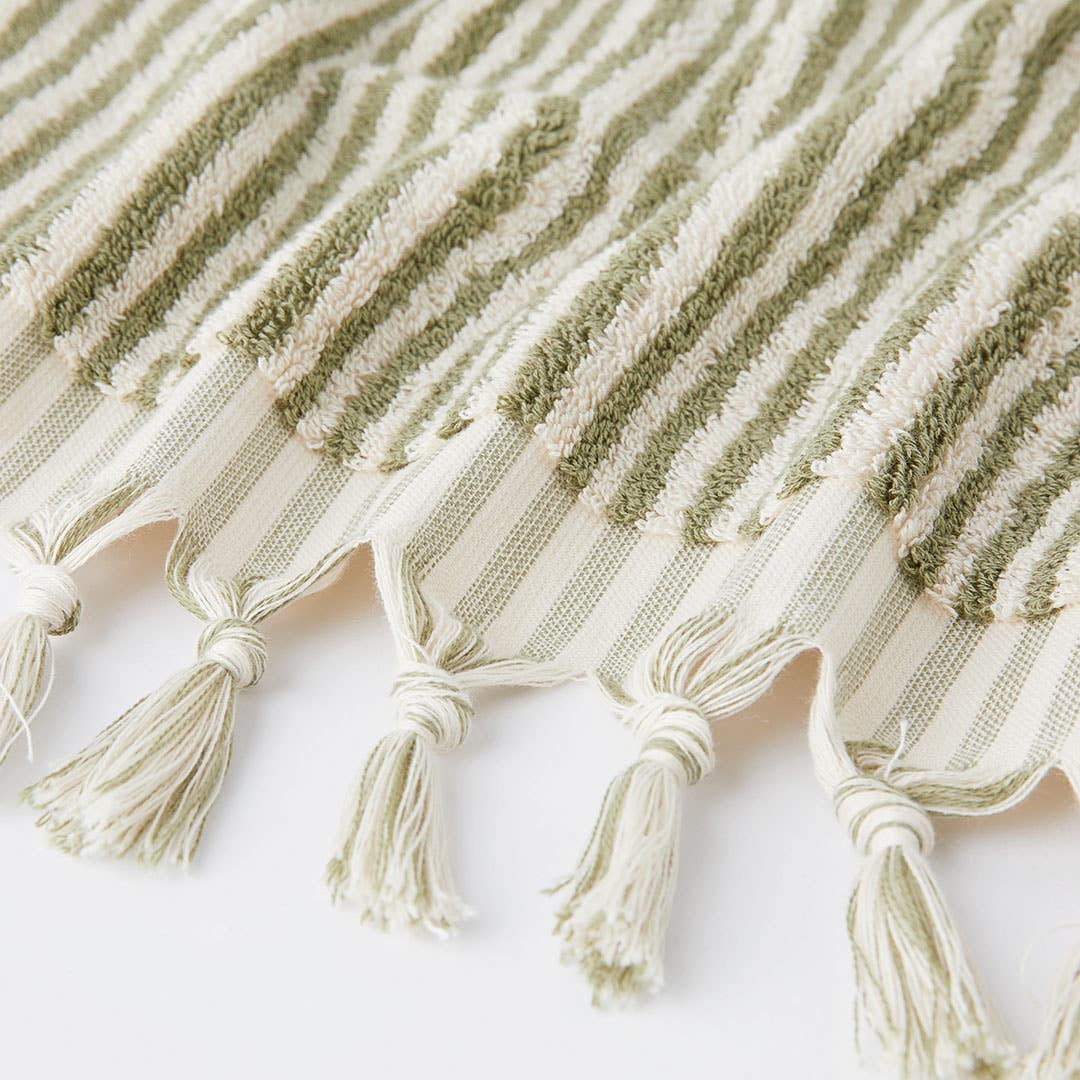 Ama Stripe Towel - Olive Green