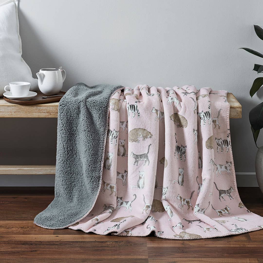 Misty Cats Sherpa Throw