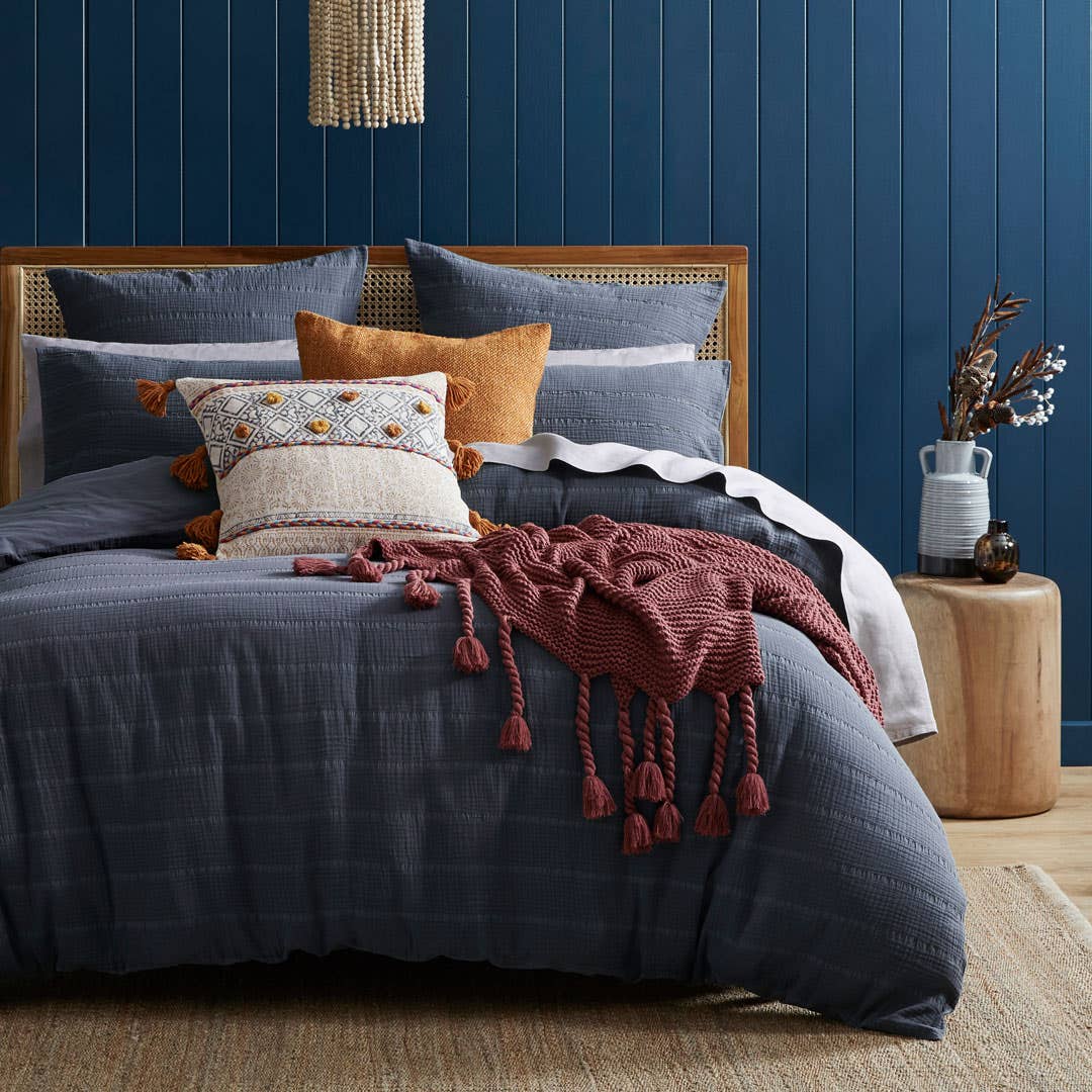 Ramsay Quilt Cover - Slate Blue