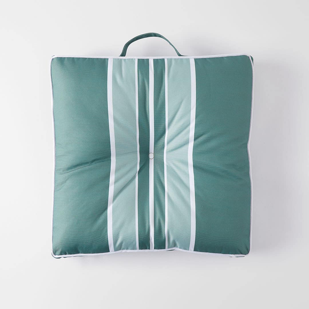 Panama Striped Outdoor Chair Pad - Jade Eucalyptus