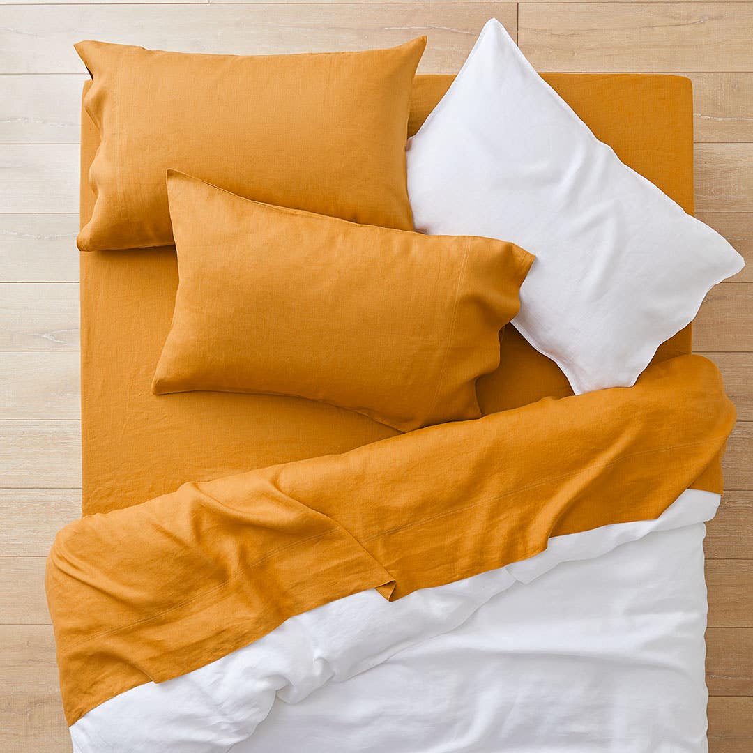 Milano Linen Sheet Set - Mustard